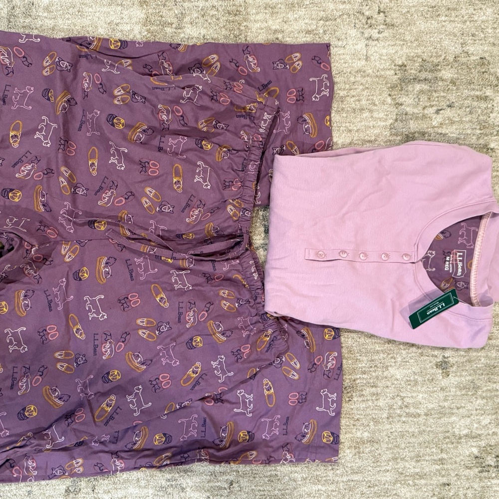 NWT L.L. Bean Lavender Pajama Set, size M - Picture 2 of 6